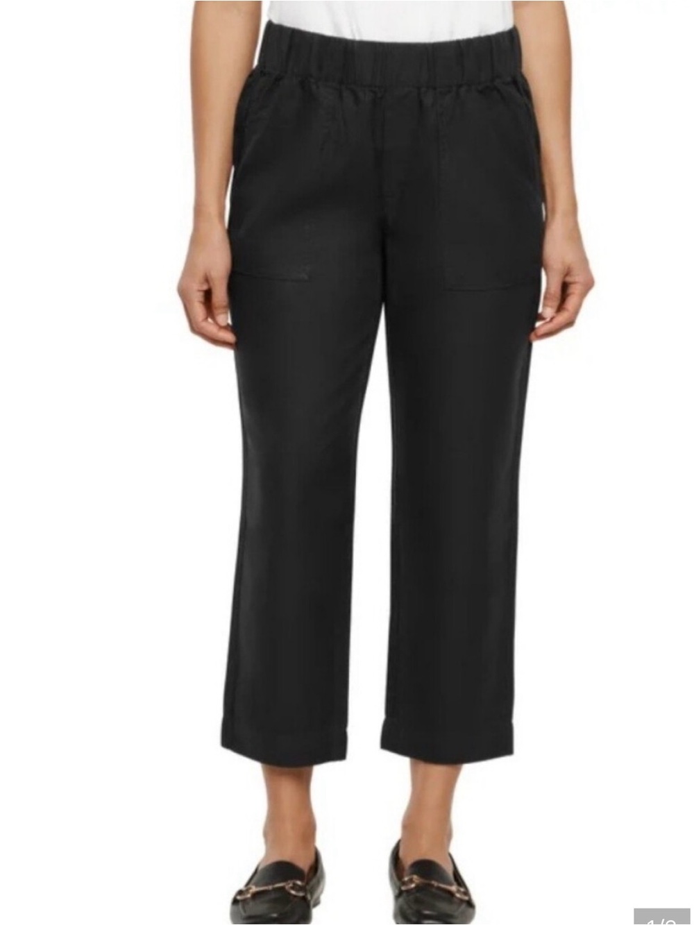 NWT Banana Republic Womens Black Tapered Crop Elastic-Waist Pants